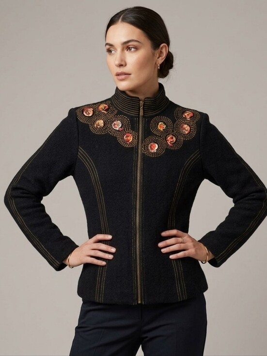 Vintage Jackets & Blazers - 100% Wool Embroideed Jacket